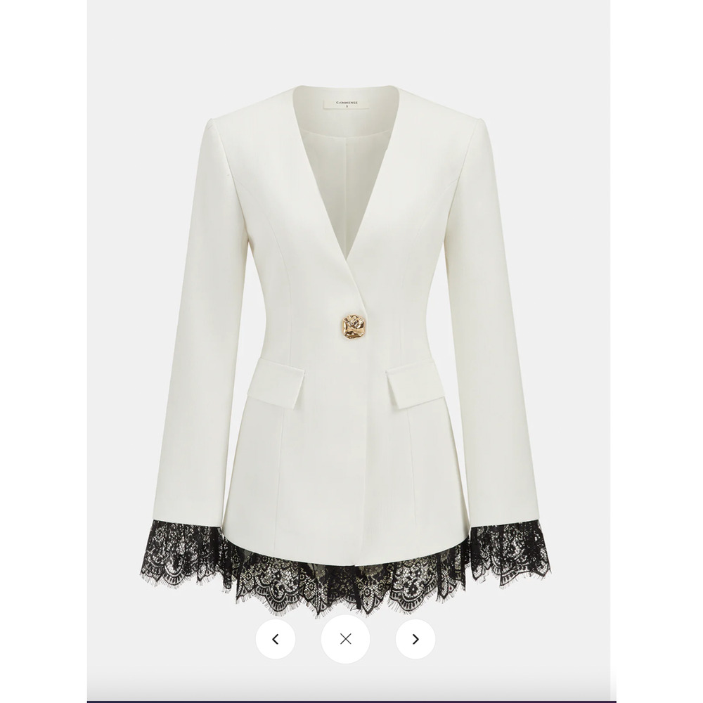 NWT Commense Lace Trim Metal Button Blazer Sz S